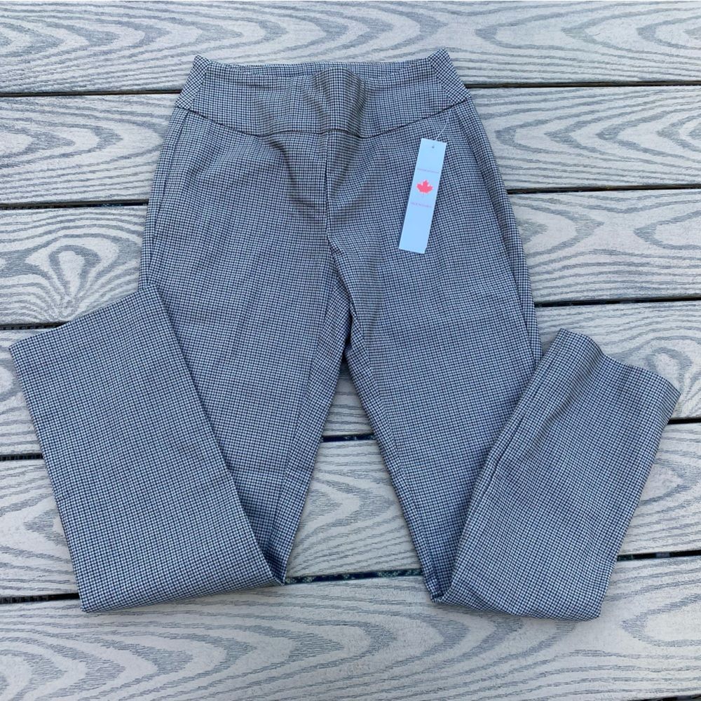 NWT Tribal size 0 plaid high waisted pull on pants knit pants skinny straight